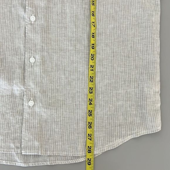 NWT Everlane The Linen Short-Sleeve Standard Fit Shirt Stone/White Stripe Size L - Picture 10 of 13